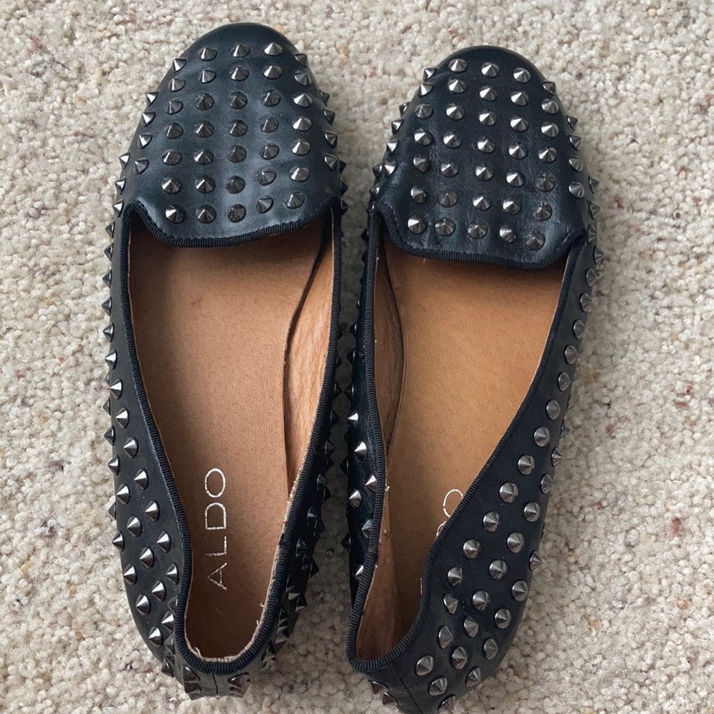 Black studded Aldo loafers